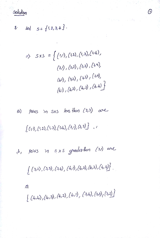 soluion 0 &el S 2,3 {(3) (43), 124), 14),14,2), 14,2),(4.4