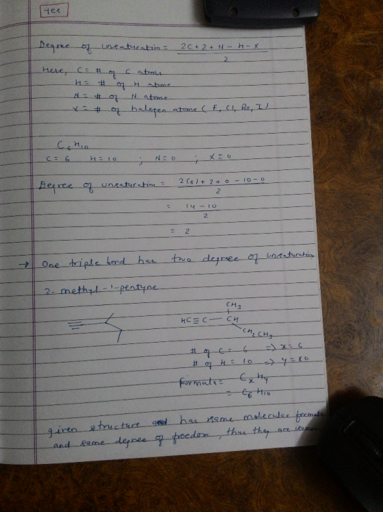 Degree of unsaturation - 20+ 2+. here, c = # of a atoms -Ha # of 4 atome N = # of Natome x # of halopen atome ( F, Cl Por, I