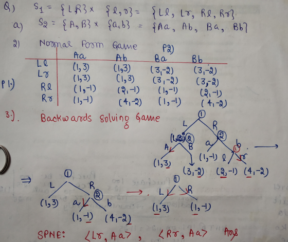 Q a 2) Sy = {LR3 x S2 = {A, B} x Nomal form Aa (1,3) (1,3) Re (1,-1) 11g-t) 2,83= {ll, Lo Re, R8 {a,b} = { Aa, Ab, Ba, Bb} Ga
