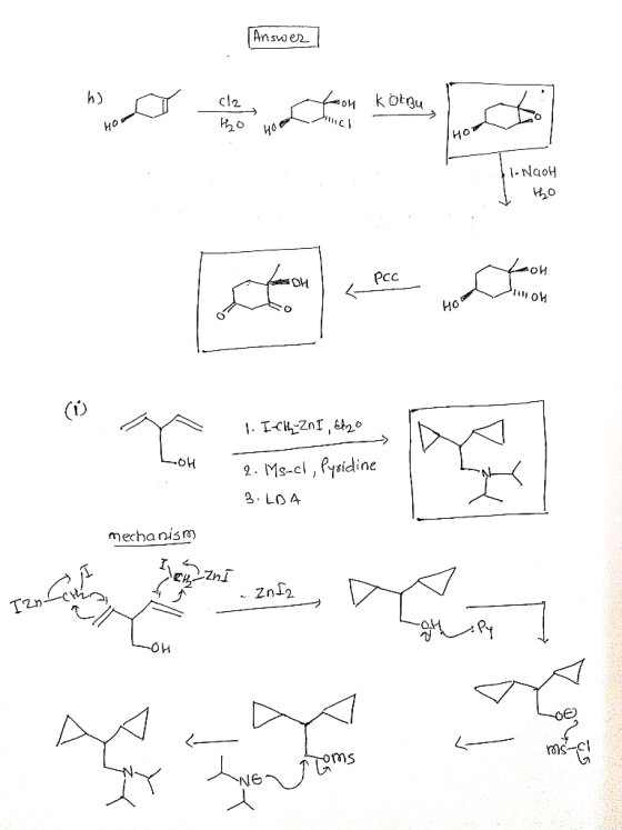 Ansuwer h) cl2 но ио но l-NaoH Рсс но (D . T-CHZnI,620 2- Ms-cl, Pysidine 2. LOA mechanism ZnI2 -OW rs oms
