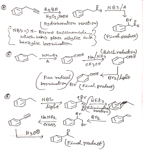 N8S/A R2BH H202)NH Hydroboratron reacti Br NBS)N- Bromo Suceinamiole Re ak plaei allylie ons) benzylie bromivatron, (Reval pr