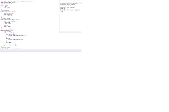 //Creat a Ceneric ะไส88 wit, linked list cperstian« class ode noe Links 1ked List tter rerove nagativei public boolean insert T ite) node x-rew rode Syster owt.printiz+- Syster.otriz.va)s