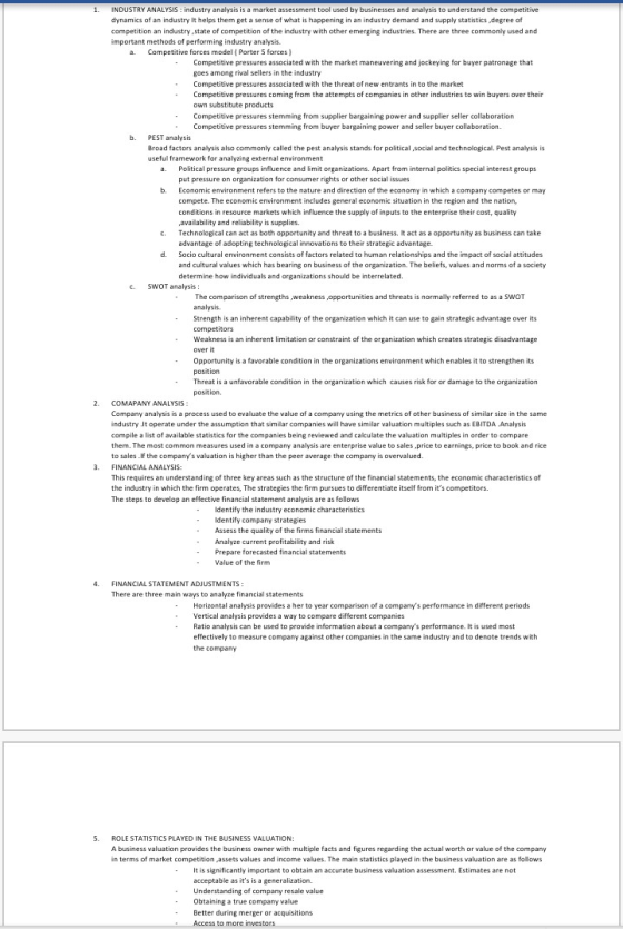 1. INDUSTRY ANALYSIS : industry analysis is a market assessment tool used by businesses and analysis to understand the compet
