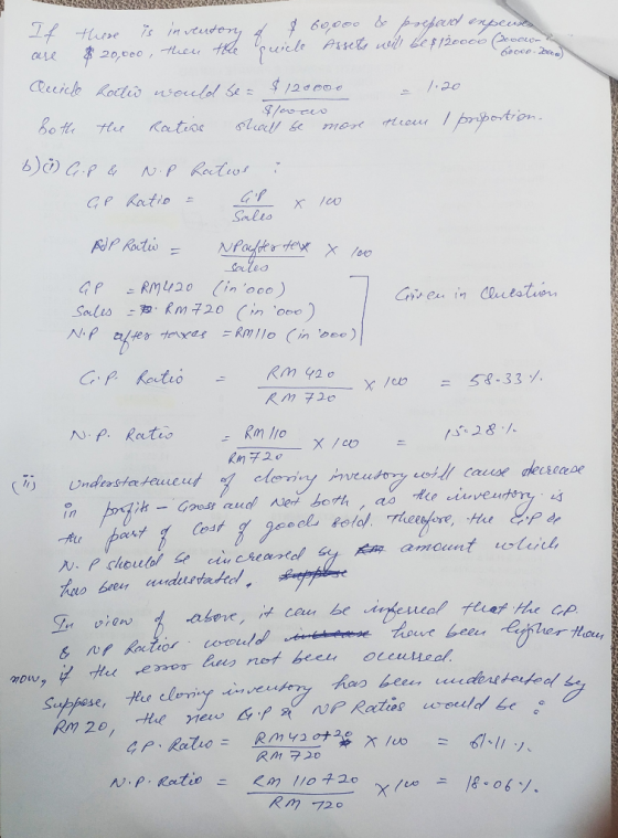 NA If there is inventory & $ 60,000 & prepand expenses are $20,000, then the quicle Assets will be $120006 (coelona 60000 260