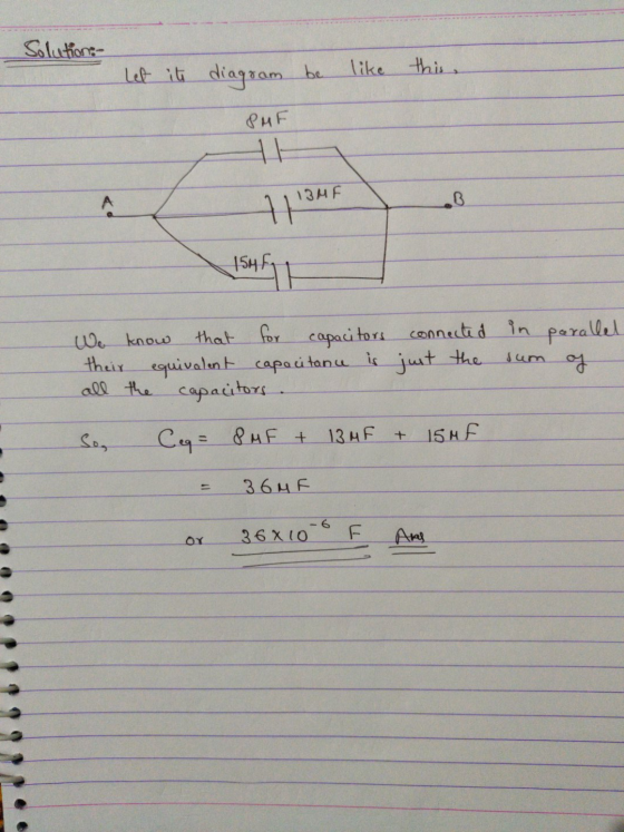 Solution:- Let it diagram be like this, PMF IBMF A 7113MF 154671 We know that for capacitors connected in parallel their equi