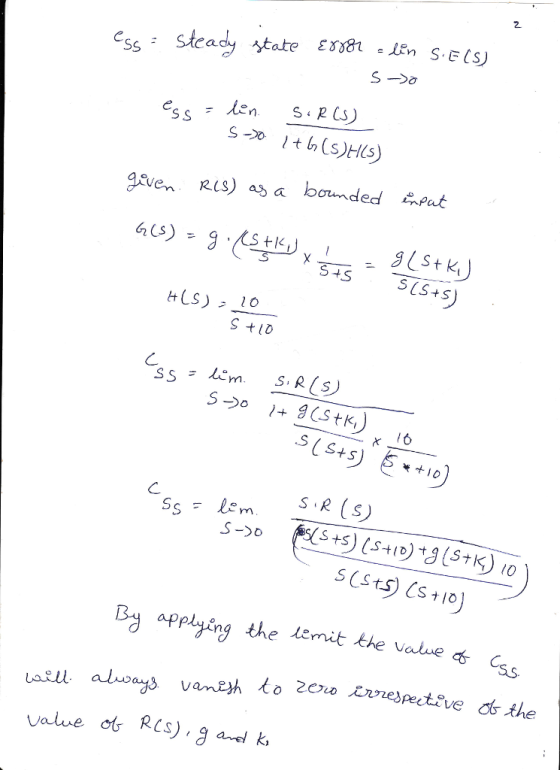 2 iven Ris)a a bonded put stlD S(S+s) 10 S R (S) By applying the temit the vadne s o しall always vam나h to zero errespeteve dr
