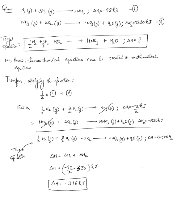 Given: N2(g) + 3H₂(g) 2NH3; AH, = -92 kJ -0 NH3 (9) + 20, (d) — HNO3(g) + 4.009); $4=330 kJ © Target escolation : _ +3H2 +20
