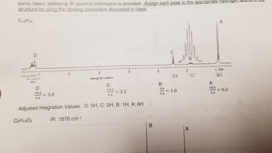 some cases, additional IR spectral information is provided. Assign each peak to the appropriate nydiyye structure by using th