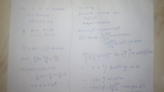 and osaat AFO SS FdA = SS dovod v divf- atxt aby + F sy dix (rpit 4 2} + 2? 4) dx dydz rdzo dz 4 1 279 28 er sinatz +928 SSI