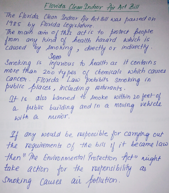 Flovnida Clean Indor fir Act Bir The plornda Clean Indoor Ach Bil was passed oh /98 s by Floida legislafure The maiX, α1m 이 t