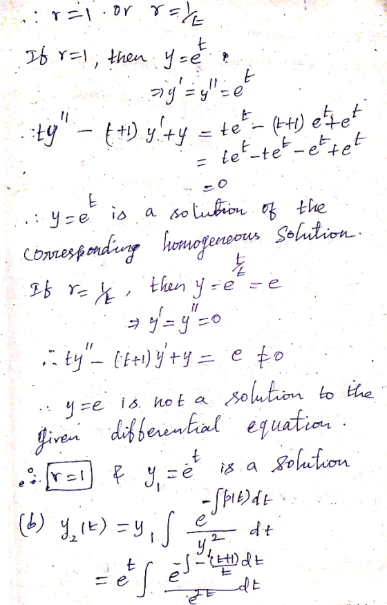 b r, then y-e etef )yty ty te tet-tet-ettet 1 yee is a bolubon the comespndhoeeneou Seltion then ye tte) y +y= e to 3oution t