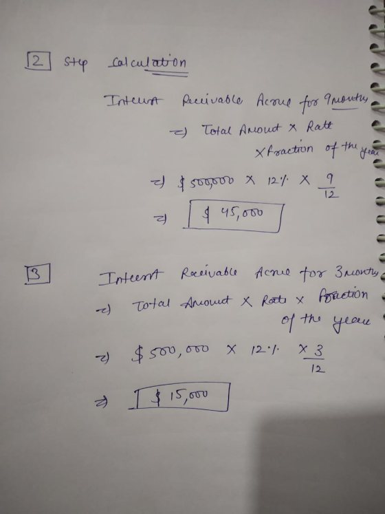 2 Sttp Cal culatron precivable Acmue Inteut fora Total Aoudt x Ratt Xtaactron of th 12 X9 12 45,000 Tnteert Reevabla Aenue to