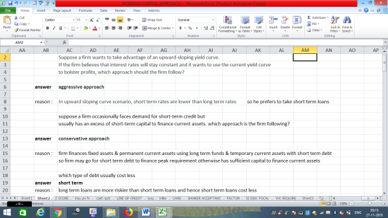 WORKING CAPITAL APPROACH - Microsoft Excel (Product Activation Failed) Review View Add-Ins File Home Insert Page Layout Formu