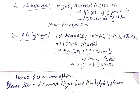 2.d is surjective! - fath, there crist (l,g) + Im In I sito PLC, 9))=1.5=9., whcielis multiplicative identity of Im. Hence &