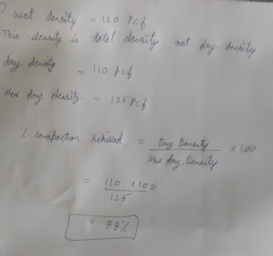 met density - 120 Pcb This density is tatal density day density - 110 pef Mex day density - 125 pcb not day density % compact