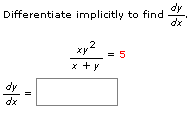 Differentiate implicitly to find dy dx xx2 x + y = 5 dy II