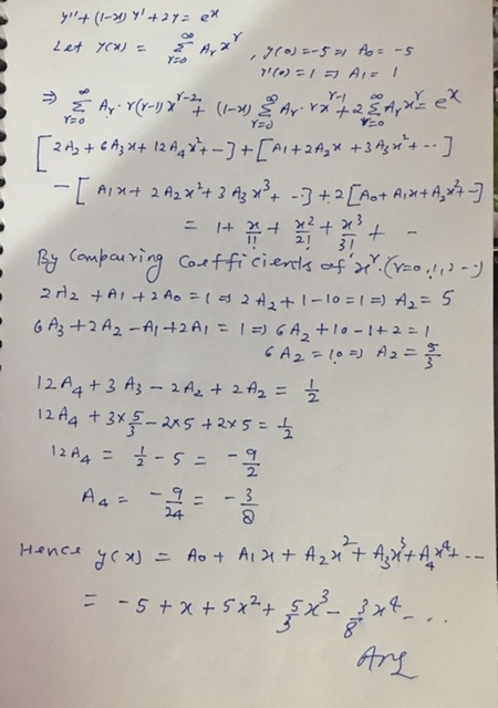 7(0) = 1 = A = 1 Y+(1-2) Y+27= ed Lat 100 = 2 , g(0) = -5 21 Ao = -5 se ny-Y(r-v>4 (1-2 g drvo i onyx ex [242 + 6 A}X+ 12.