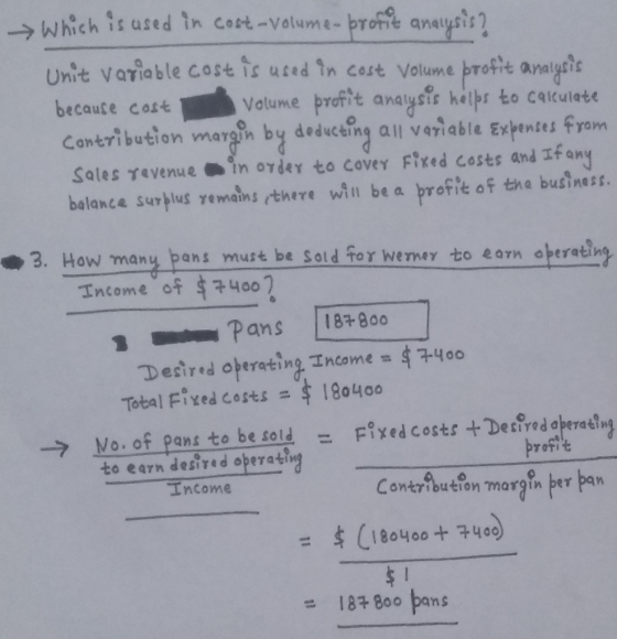 → Which is used in cost-Volume-profit analysis? Unit variable cost is used in cost Volume profit analysis because cost volume