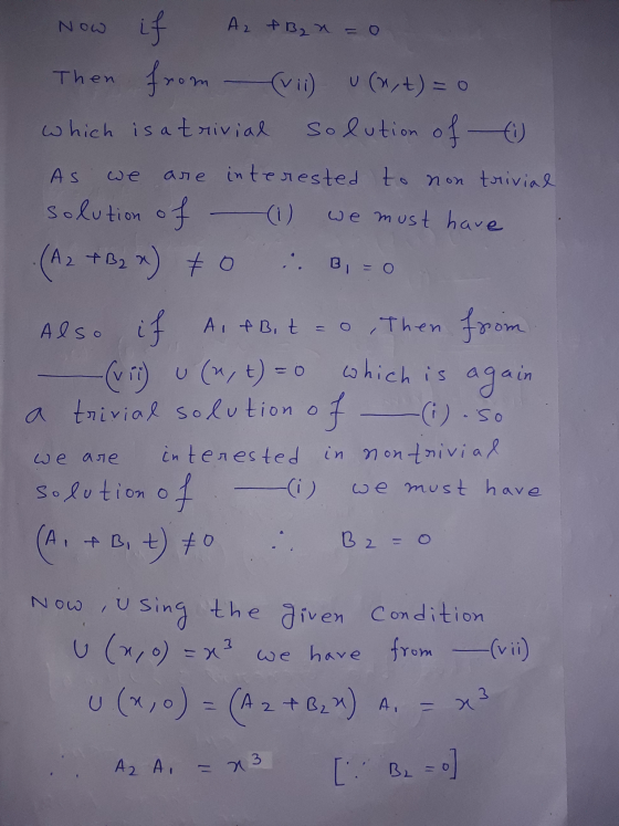 A2 AI = x 3 Now if Az - Bzx=0 As we Then from (vii) u (not) = 0 which is at rivial solution of (i) are interested to non triv