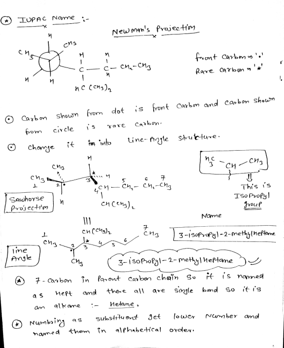 IUPAC Name - х Newmans Projection 4 спа M 1 CH₂ - CH3 front carbonaso Rare carbonat C- M И n ne (cha) is front carbon and