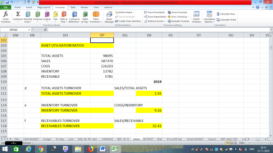 ACCOUNTS latest Microsoft Excel (Product Activation Failed) Formulas File Home Insert Page Layout Data Review View Add-Ins Tr