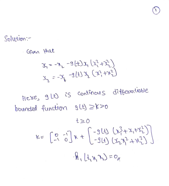 Solution Given that tlexe, glo S ConinouS difbekentiale bounded function gto 9 L t >O