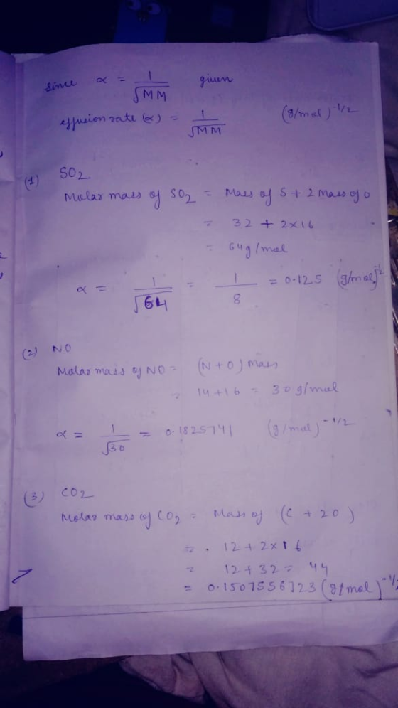 given since x = 1 SMM eyjusien sati @) = 1 SMM SO2 Molar mass of so2 = mass of S+ 2 mass of - 32+ 2x16 - Guglmal 1 I = 0-125
