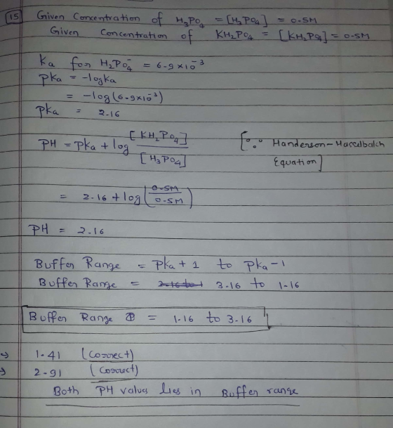 Griven Concentration of HPo-[HPo .SM Given 15 Comcentration ot KH2POA LkH.Pal=0-SM ka for HiPo Pka-13ka -l0g(6-9x16) =6-9 X10