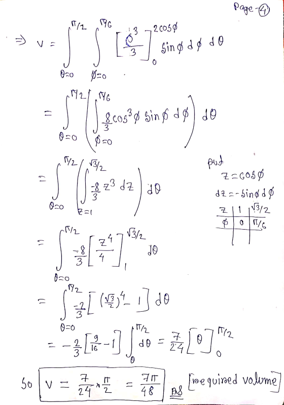 Page 4 1/2 YG 3 20058 Sind do s π бP 3 O 020 Ø=0 M21 MG = 3 &cosøø sin g døde ) 0=0 9 ) 0 1/2 l 3/2 -8 z3 dz dZ I do Z=6036 d