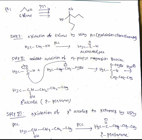 Ethand Step I: oxidation of Etanol by using pcc (pyridinish (Eloro from .. H3 C- CH-OH Pce Hill H. . Acetaldehyde Step II oxi
