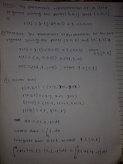 to the parametric representation or a line segment joining the points (a, b, c) and le,m,n) is YltJ-11-tjola be) + t.ld,m,n).