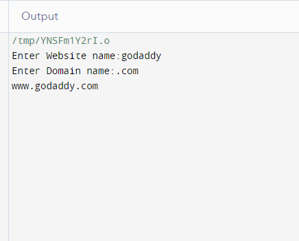 Output /tmp/YNSFm1Y2r1.o Enter Website name : godaddy Enter Domain name: .com www.godaddy.com