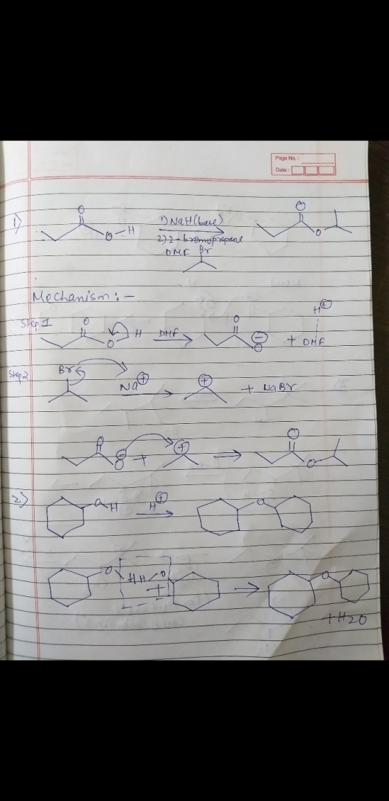 Page No.: Date: 1) NaH(base) O-H 2) 2-bromopropane LD ME BY Mechanismi- Step [ i AH DHE + DHP Step - -