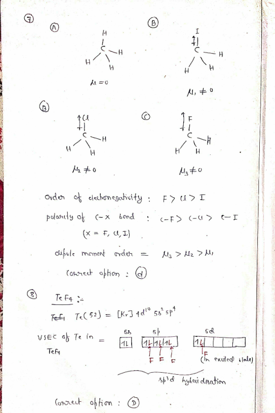 THERE 1=0 # OLO H TE H . My to M370 F>6> I (F(-4) (-I Order of clechonegativity : polaruty of (-x bond (* = F, G, I). clipole