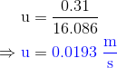 0.31 u= 16,086 u=0.0193
