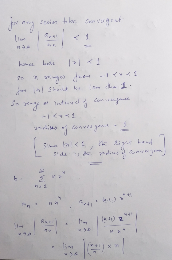 for any secies to be convergent anal < 1 lim nad an here so n ranges so hence lal < from - ll lnk 1 for (al should be les tha
