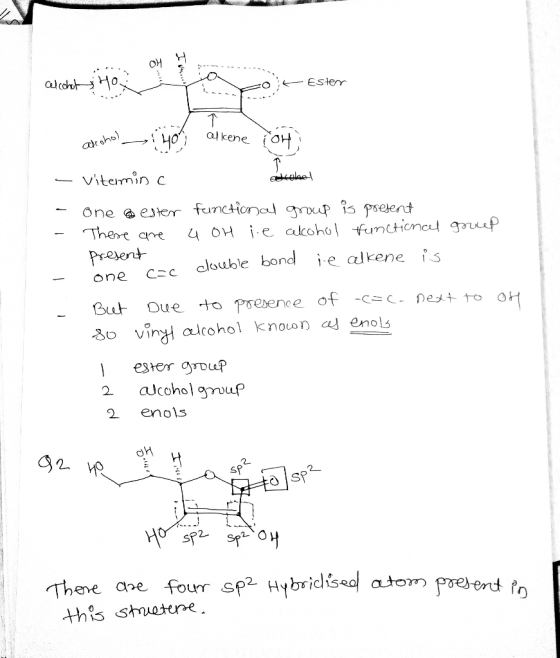 OH H a celcohol Ho O Ester لمصليلي alcohol you alkene ron) - vitermin c - one @ester functional group is present - There are