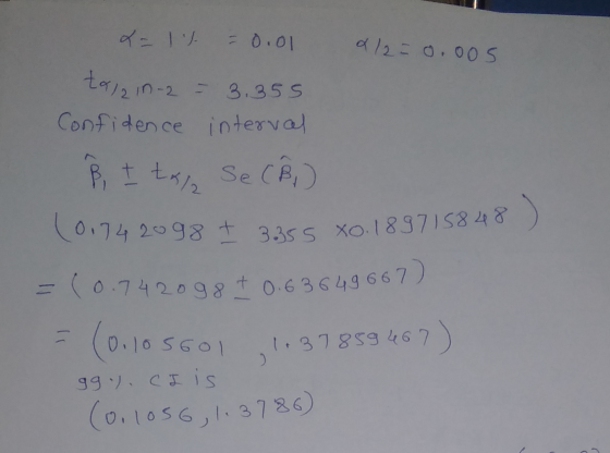 (0.74 2098 I 3355 Xo. 189715848 . (0.742098 + 0.63649667) x = 1% = 0.01 a/2=0.oos taizin-z = 3.355 Confidence interval Se CÊ