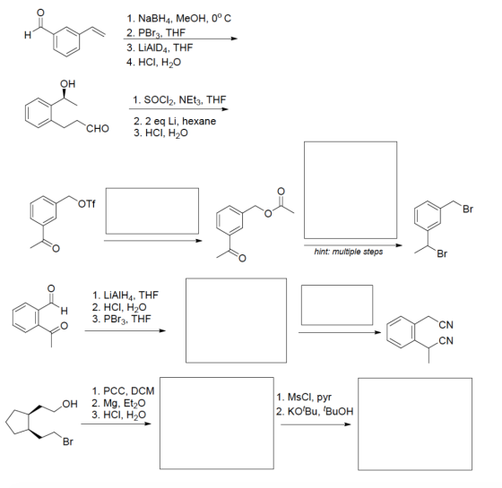 041 for 1. NaBH4, MeOH, 0°C 2. PBr3, THE 3. LiAlD4, THE 4. HCI, H20 1. SOCl2, NEt3, THE CHO 2. 2 eq Li, hexane 3. HCI, H2O OT