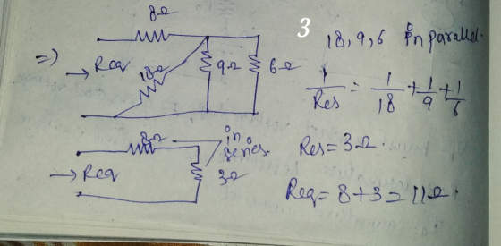 3 & be 18,9,6 en parallel > & W II Res 18 97 Req Res=32 Req= 8+3=116