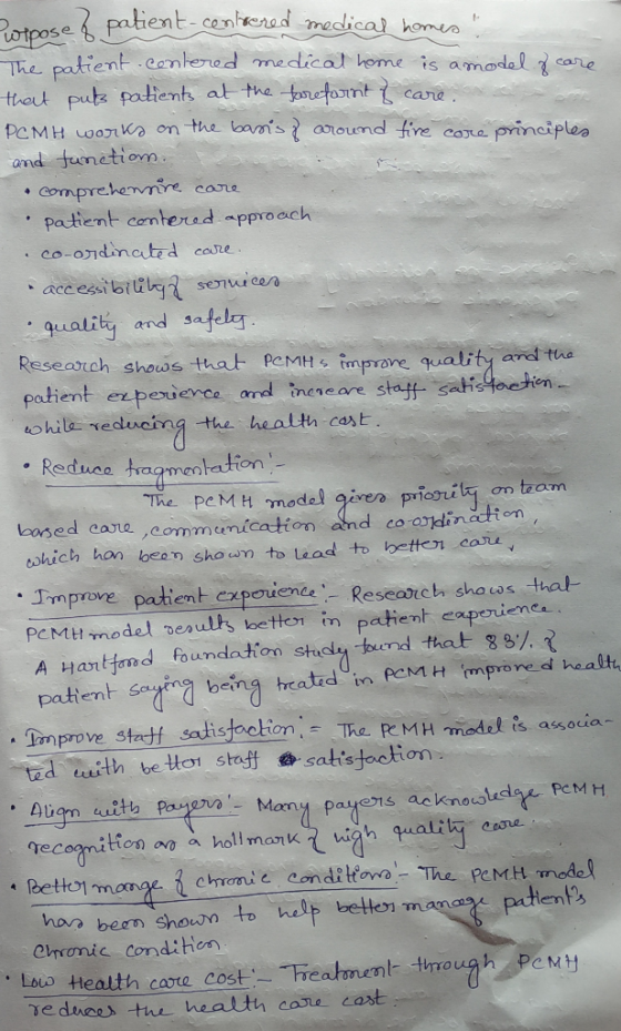 Purpose of patient-centered medical homes. The patient contered medical home is amodel of care that puts patients at the for