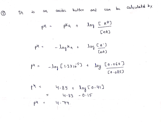 ② It con is calculated by an acidic butter and can be РИ - pкa + Зоя с н°) Сие) - - Joys, . . а.) г. -.[xto , Jea Co-o2 Co-o
