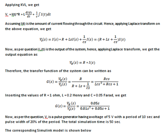 Applying KVL, we get =l(t) *R+LICO) Sl(t)dt dt Assuming (t) is the amount of current flowingthrough the circuit Hence, applyi
