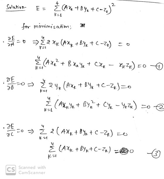 2 AByeC-) Slution E = for mimimisation A (AX - DE 224 (AX +C-Z)=o (AXYkyCy Y 4Xt By tC-4) C (AXe tByKtC-2) 3) cs Scanned with