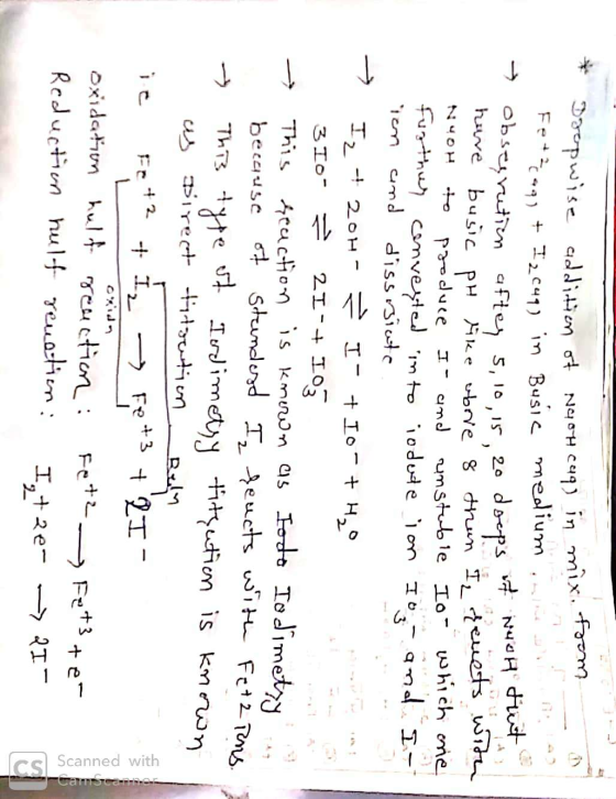 fint tey 5, 10, 15 zo doops if not * Dropwise addition of NGOH 049) in pwise addition of NAOH 049) in mix, from Feri(49) + I2