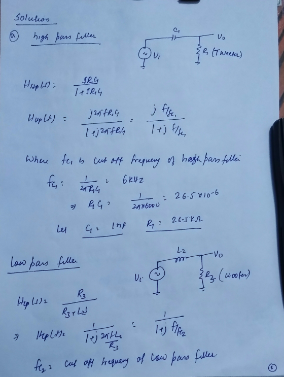 solution high pass filles Vo Su fata R (T Weekr) Vi Hispla SRG lesRG j Elge, Hup (f) = jarfRG lejzifha lej Elsen Where for is