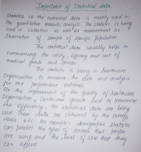 Importonce of Stahchal data Statist a ie the numeical data is main ホe guantitative recearch, analysis. The statistic is bein