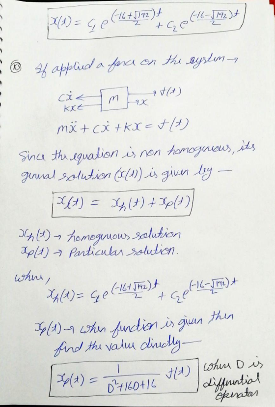(-16-2192)+ (-16 +5192)+ pe(a) = Ge 2 + G * applied a fara on the system, at(a) cas KXE m 2x mic+ cx + KX=flt) Since the equa
