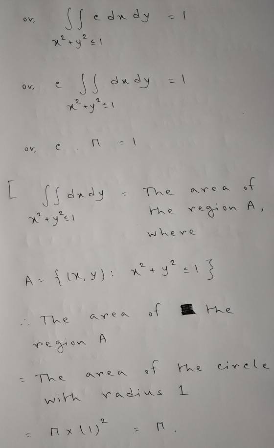 - ov, sse e dndy x² + y² = 1 - OV, ss dudy x² + y² = 1 or, Issandy are a of The the region A, where x² + y²1 A = {(x, y): x²