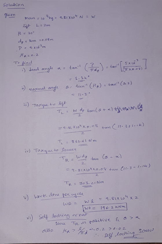 Soution given ka=9.81X10NW man lo L= 2m 20 dp: Sim o.08m HREO.N To find ) dead angle - tan Sxo (TXO-08) tan- Td 1.1h0 noimal